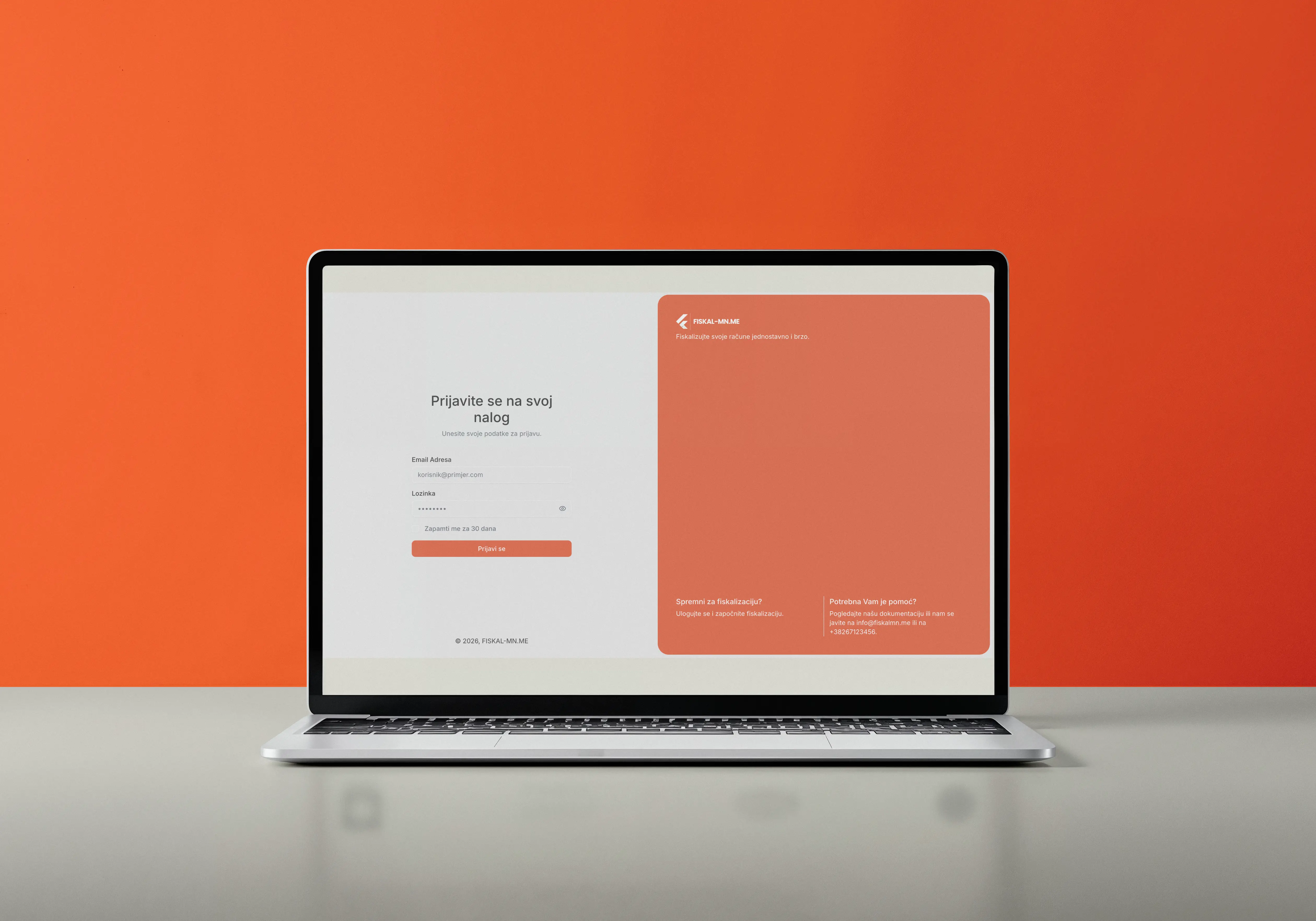 Screenshot ekrana registracije